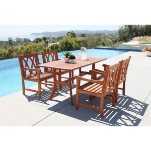 Vifah Malibu V189set18 Natural Wood 5 Piece Outdoor Dining Set - All