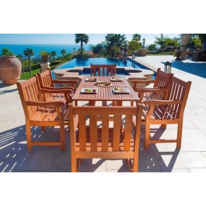 Vifah Malibu V187set24 Natural Wood 7 Piece Outdoor Dining Set - All