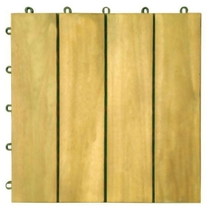 Vifah 4 Slat Acacia Interlocking Deck Tile in Teak Set of 10 - All