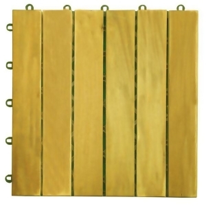 Vifah 6 Slat Acacia Interlocking Deck Tile in Natural Set of 10 - All