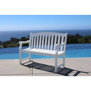 Vifah Bradley V1629 4-Foot Outdoor Wood Garden Bench in White - All