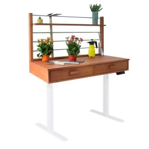 Vifah Sit to Stand Adjustable Height Potting Bench w/Natural Wood Finish White - All