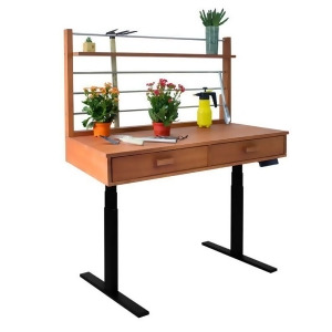 Vifah Sit to Stand Adjustable Height Potting Bench w/Natural Wood Finish Black - All