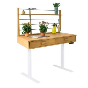 Vifah Sit to Stand Adjustable Height Potting Bench w/Sand-Splashed Finish Whit - All