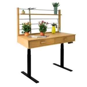 Vifah Sit to Stand Adjustable Height Potting Bench w/Sand-Splashed Finish Blac - All