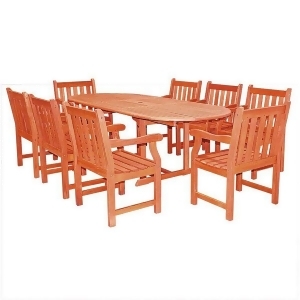 Vifah Malibu V144set3 Wood 9 Piece Outdoor Dining Set w/Extention Table - All