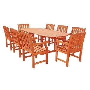 Vifah Malibu V144set4 Wood 9 Piece Outdoor Dining Set w/Extention Table - All