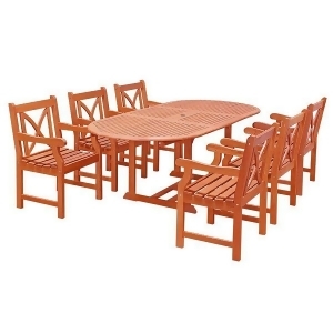 Vifah Malibu V144set17 Wood 7 Piece Outdoor Dining Set w/Extention Table - All