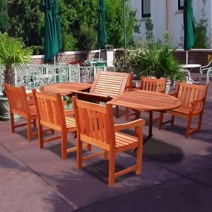 Vifah Malibu V144set21 Natural Wood 7 Piece Outdoor Dining Set w/Extention Table - All