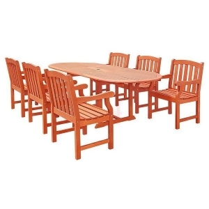 Vifah Malibu V144set22 Natural Wood 7 Piece Outdoor Dining Set w/Extention Table - All