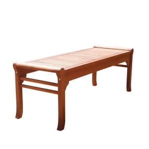 Vifah Malibu V1642 Outdoor 4-Foot Natural Wood Backless Garden Bench - All