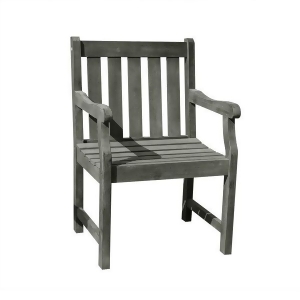 Vifah Renaissance V1623 Outdoor Hand-Scraped Wood Garden Arm Chair - All