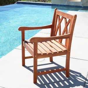 Vifah Malibu V1633 Outdoor Natural Wood Garden Arm Chair - All