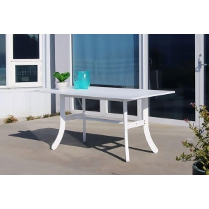 Vifah Bradley V1337 Outdoor Wood Rectangular Dining Table w/Curvy Legs in White - All