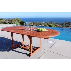 Vifah Malibu V144 Outdoor Natural Wood Oval Extention Table w/Foldable Butterfly - All