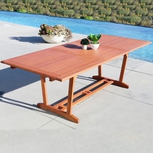 Vifah Malibu V232set2 Natural Wood 7 Piece Outdoor Dining Set w/Extention Table - All