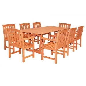 Vifah Malibu V232set21 Natural Wood 9 Piece Outdoor Dining Set w/Extention Table - All