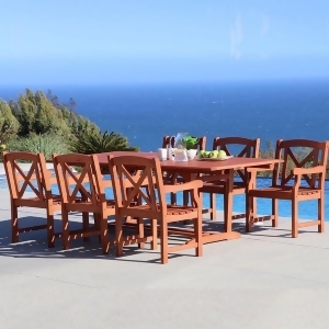 Vifah Malibu V232set34 Natural Wood 7 Piece Outdoor Dining Set w/Extention Table - All
