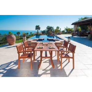 Vifah Malibu V187set3 Natural Wood 5 Piece Outdoor Dining Set w/Stacking Chairs - All
