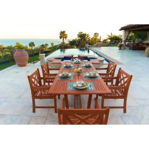 Vifah Malibu V232set7 Natural Wood 7 Piece Outdoor Dining Set w/Extention Table - All