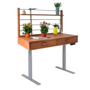Vifah Sit to Stand Adjustable Height Potting Bench w/Natural Wood Finish Grey - All