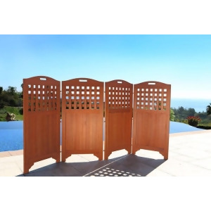 Vifah Malibu 46 Inch Outdoor Natural Wood Privacy Screen w/4 Panels - All