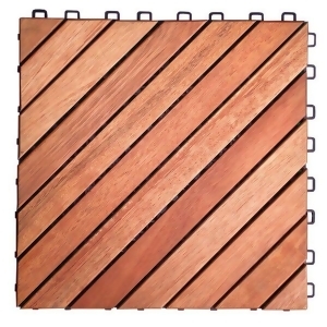 Vifah 12 Diagonal Slat Eucalyptus Interlocking Deck Tile in Natural Set of 10 - All