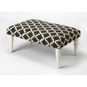 Butler Accent Seating Lucinda Black White Upholstered Cocktail Ottoman - All
