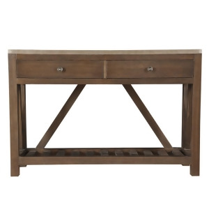 Pulaski Farmhouse Style Medium Brown Oak Metal Wrapped Two Drawer Accent Conso - All