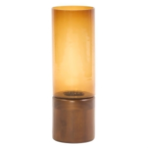 Howard Elliott Amber Glass Candle Holder on Wood Base-Large - All