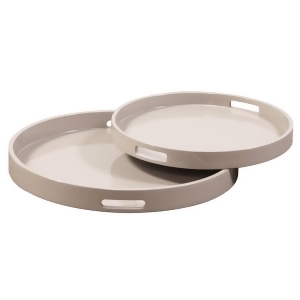 Howard Elliott Taupe Lacquer Round Wood Tray Set - All