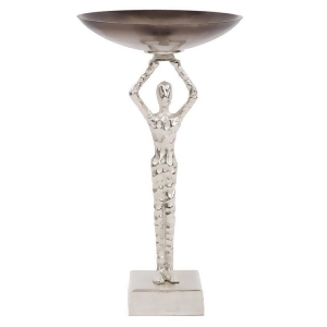 Howard Elliott Smoky Pewter Glass Bowl on Abstract Figure Stand - All