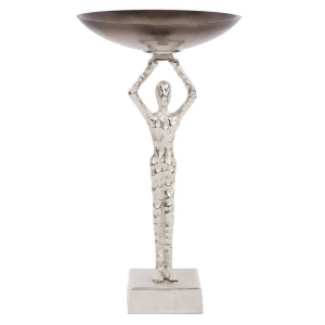 Howard Elliott Smoky Pewter Glass Bowl on Abstract Figure Stand - All