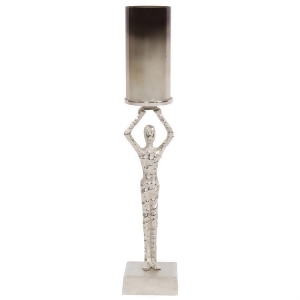 Howard Elliott Smoky Pewter Glass Vase on Abstract Figure Stand - All