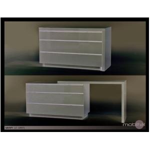 Mobital Savvy Extension Dresser With Silver Base In High Gloss Light Grey - All