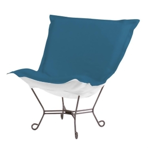 Howard Elliott Patio Seascape Turquoise Scroll Puff Chair Titanium Frame - All