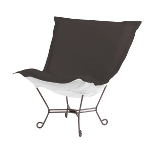 Howard Elliott Patio Seascape Charcoal Scroll Puff Chair Titanium Frame - All