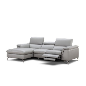 J M Furniture Serena Premium Leather Sectional Left Hand Facing Chaise in Light - All