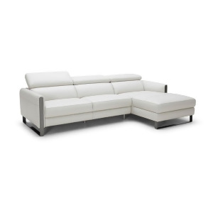 J M Furniture Vella Premium Leather Sectional Right Hand Facing in Light Grey - All