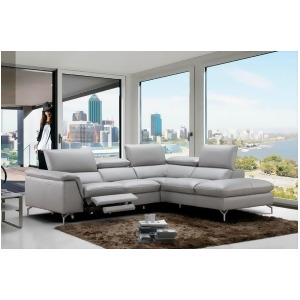 J M Furniture Viola Premium Leather Sectional Right Hand Facing Chaise in Light - All
