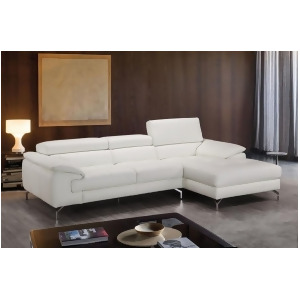 J M Furniture Alice Premium Leather Sectional In Right Facing Chaise in White - All