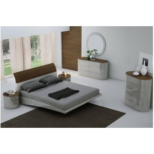 J M Furniture Amsterdam Platform Bed in Walnut Light Grey - All
