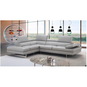 J M Furniture A761 Italian Leather Sectional Light Grey In Left Hand Facing - All