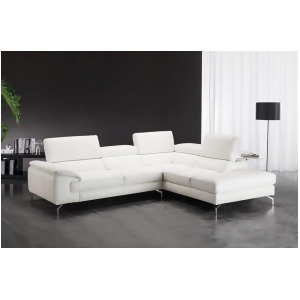 J M Furniture Nila Premium Leather Sectional In Right Facing Chaise in White - All