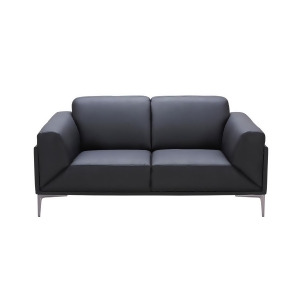 J M Furniture Knight Loveseat in Black Leather - All