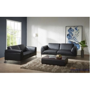 J M Furniture Knight 2 Piece Living Room Set in Black Leather - All