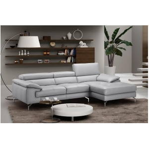 J M Furniture Liam Premium Leather Sectional Right Hand Facing Chaise in Light G - All