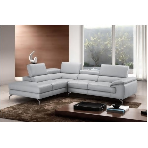 J M Furniture Olivia Premium Leather Sectional In Left Facing Chaise in Light Gr - All