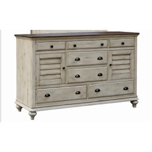 Sunset Trading Shades of Sand 7 Drawer Dresser in Antique White/Natural Walnut - All
