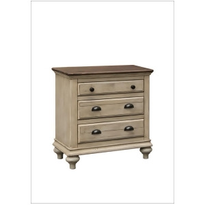 Sunset Trading Shades of Sand 3 Drawer Nightstand in Antique White/Natural Walnu - All